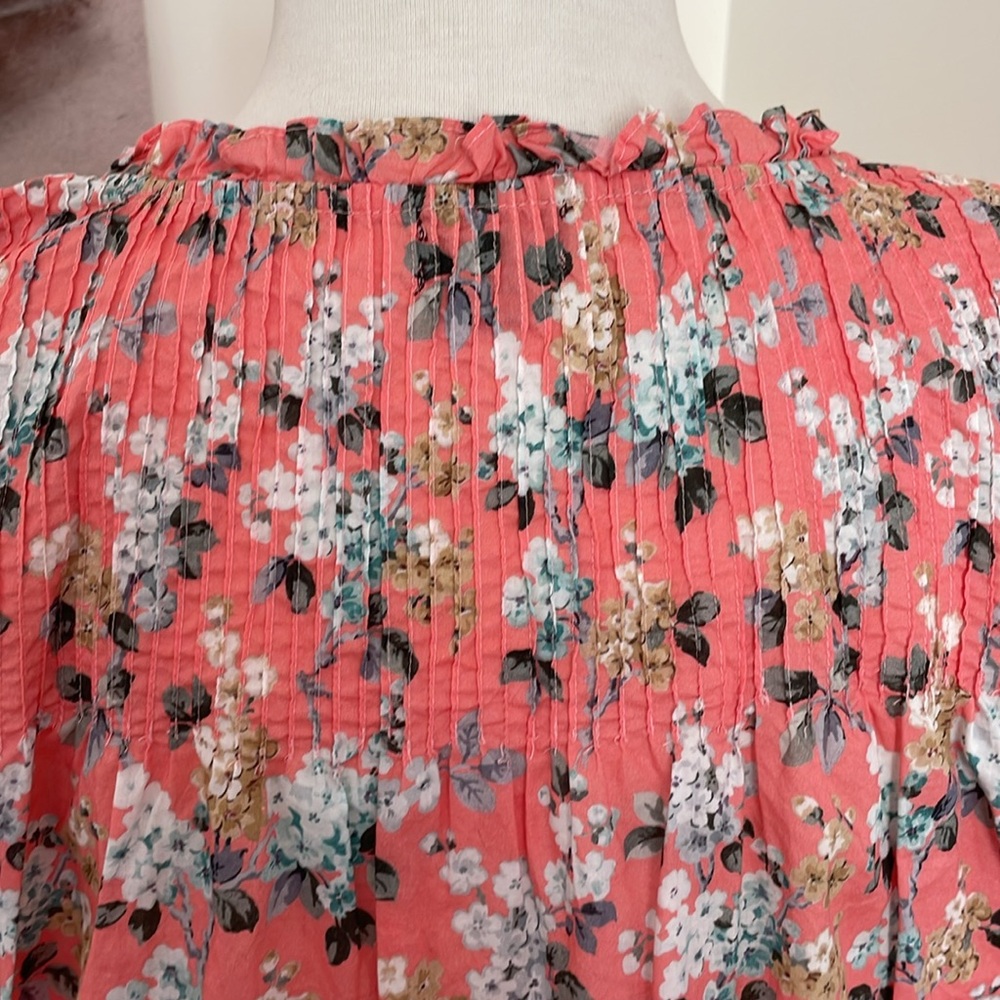 J Crew w/ Liberty Fabric Cotton Popover Blouse, Size 8 - Picture 5 of 8